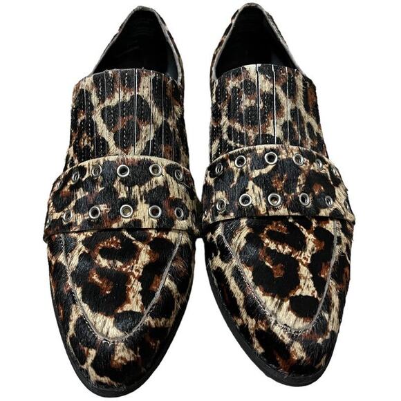 Treasure & Bond Calf Hair Pointed Toe Slip On Loafers SZ 8 Leopard Mob Wife - Picture 2 of 8